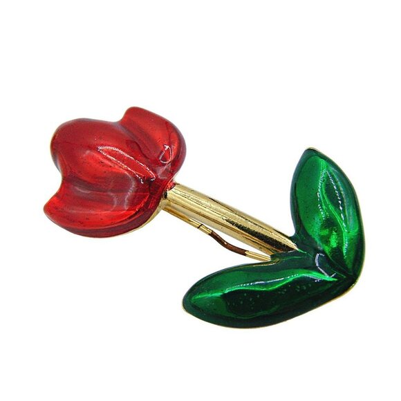 Lot 4 Vintage Brooches Angel Enamel Flower Rhinestone Basket and Heart Gold Tone - Picture 7 of 11